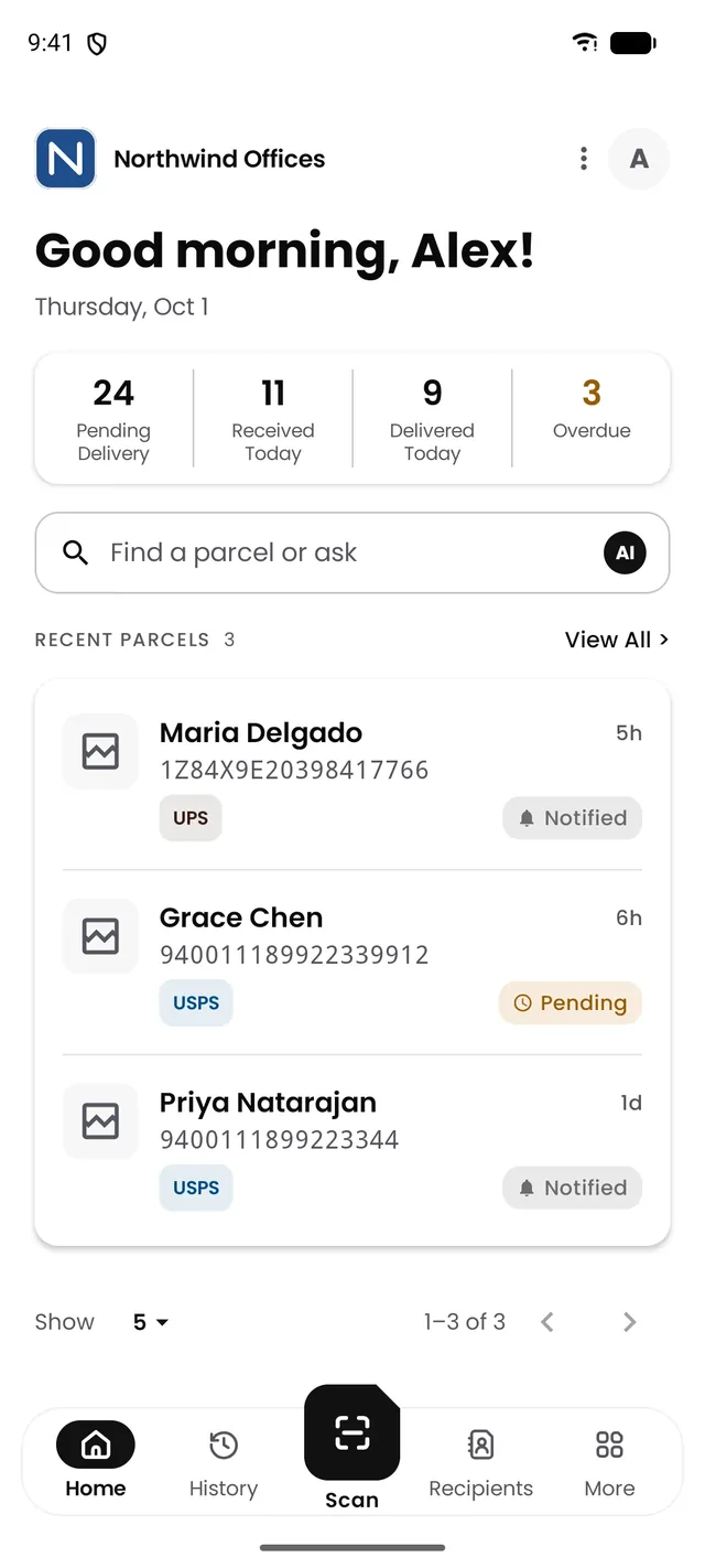 Receivly Home on an Android phone